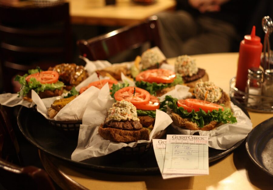 A collection of Olive Burger sandwiches
